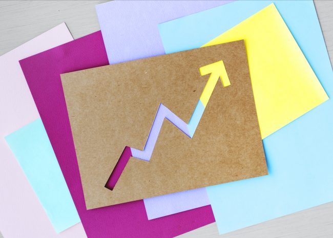 Up Arrow Graph on Brown Paper